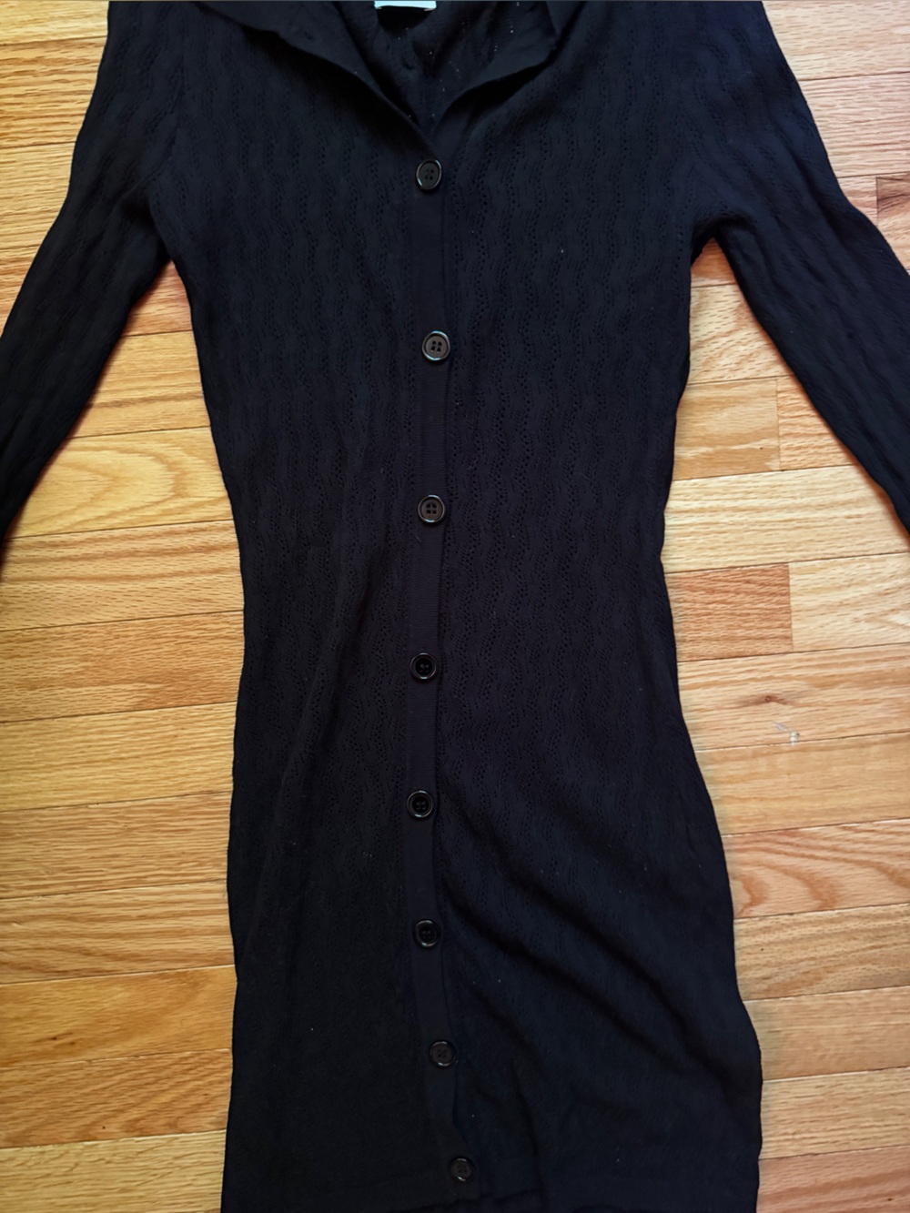 Princess Polly Black Button-Up Ribbed Dress